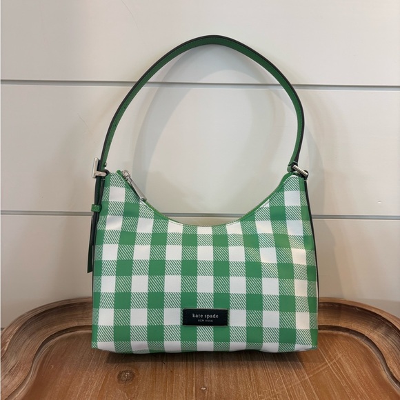 Kate Spade Sam Icon Gingham Printed Fabric Small Shoulder Bag NWT - Picture 7 of 14